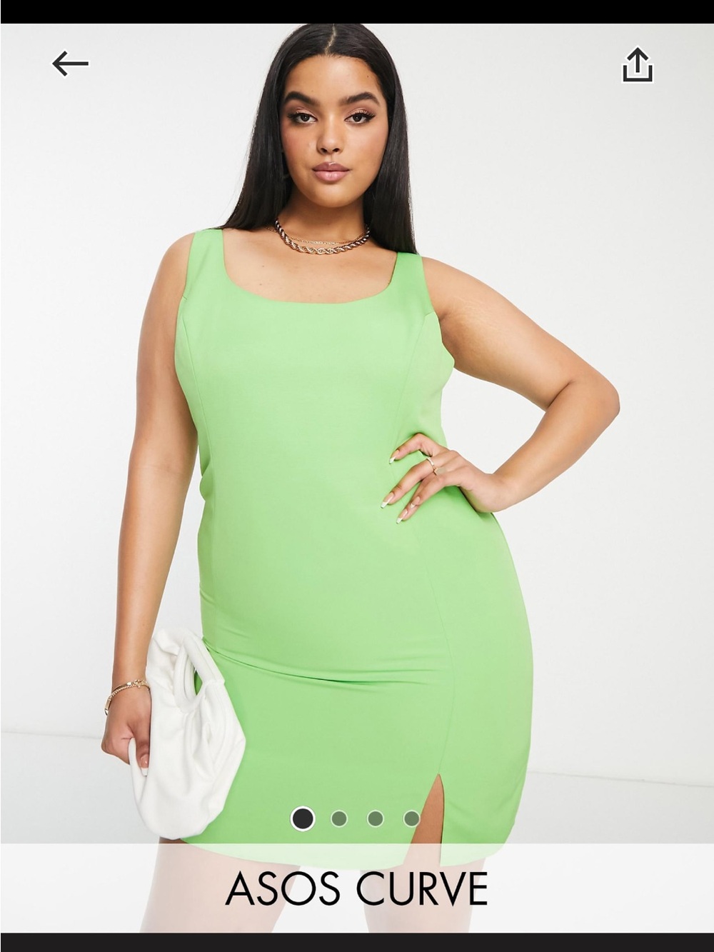 ASOS Curve Bright Lime Green Square Neck Mini Dress